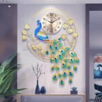 peacock metal wall clock